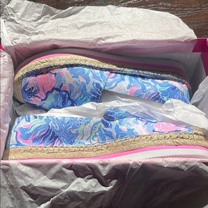 Lilly Pulitzer Marlo Espadrille Slip-On Shoes in Saltwater Blue size 9